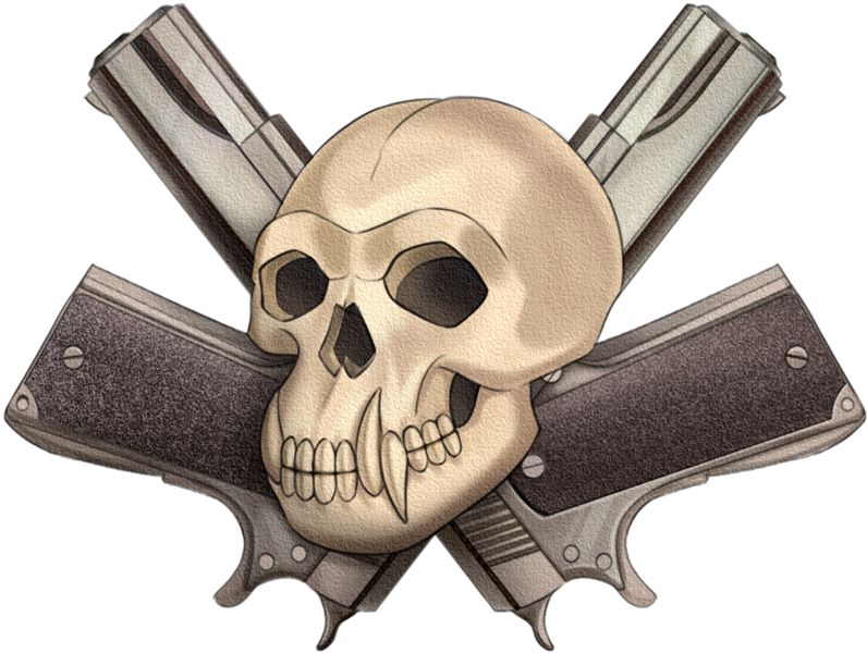 Skull with guns logo